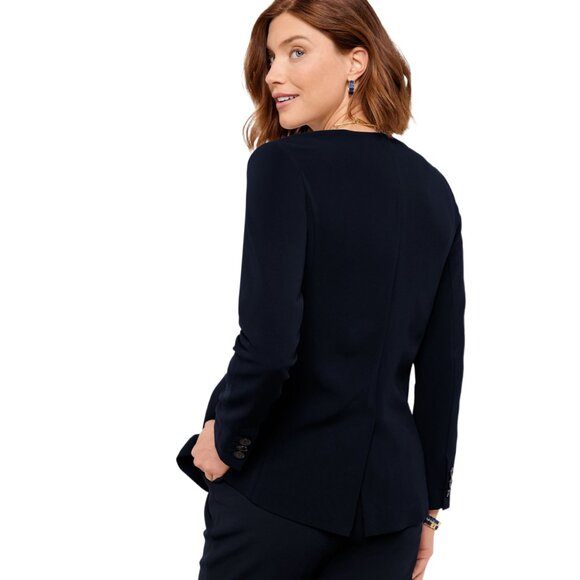 Talbots Women’s Easy Travel Collarless Blazer Navy Size 10 NWT - Picture 2 of 16